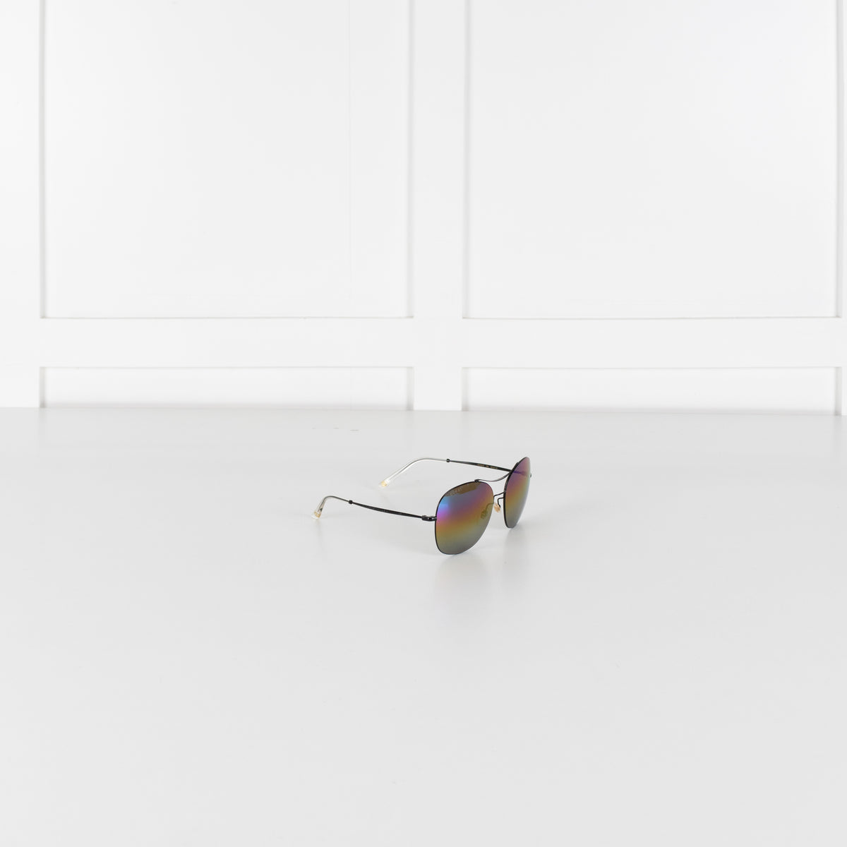 Gucci Iridescent Rainbow Lens Aviator Black Frame Sunglasses