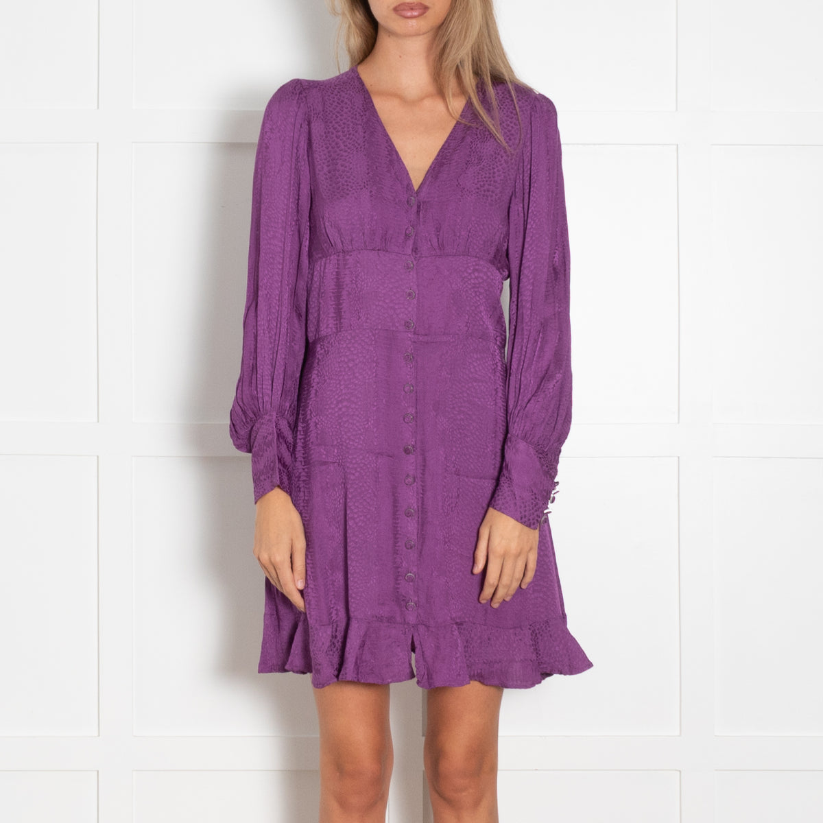 The Kooples Purple Button Front Mini Dress