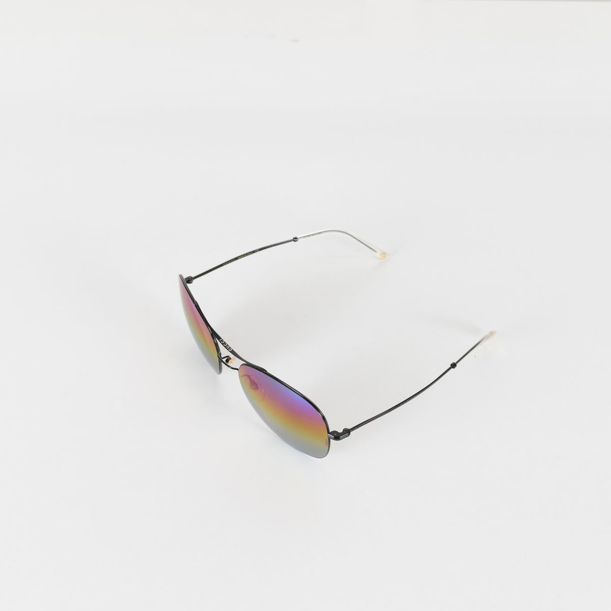 Gucci Iridescent Rainbow Lens Aviator Black Frame Sunglasses