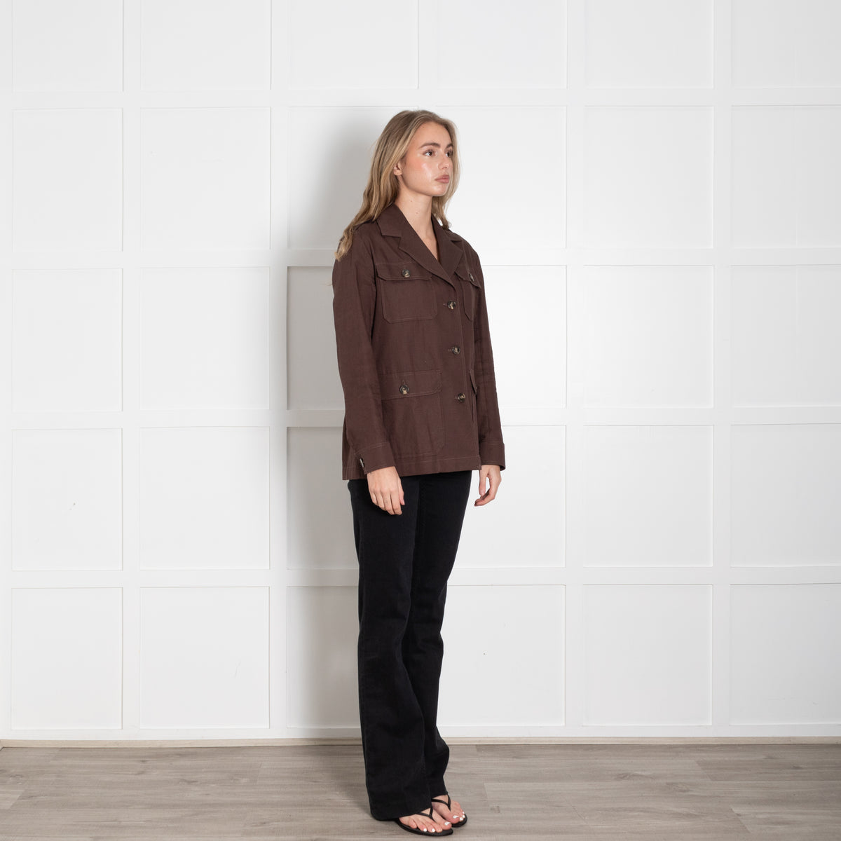 Weekend Max Mara Brown Cotton & Linen Safari Jacket