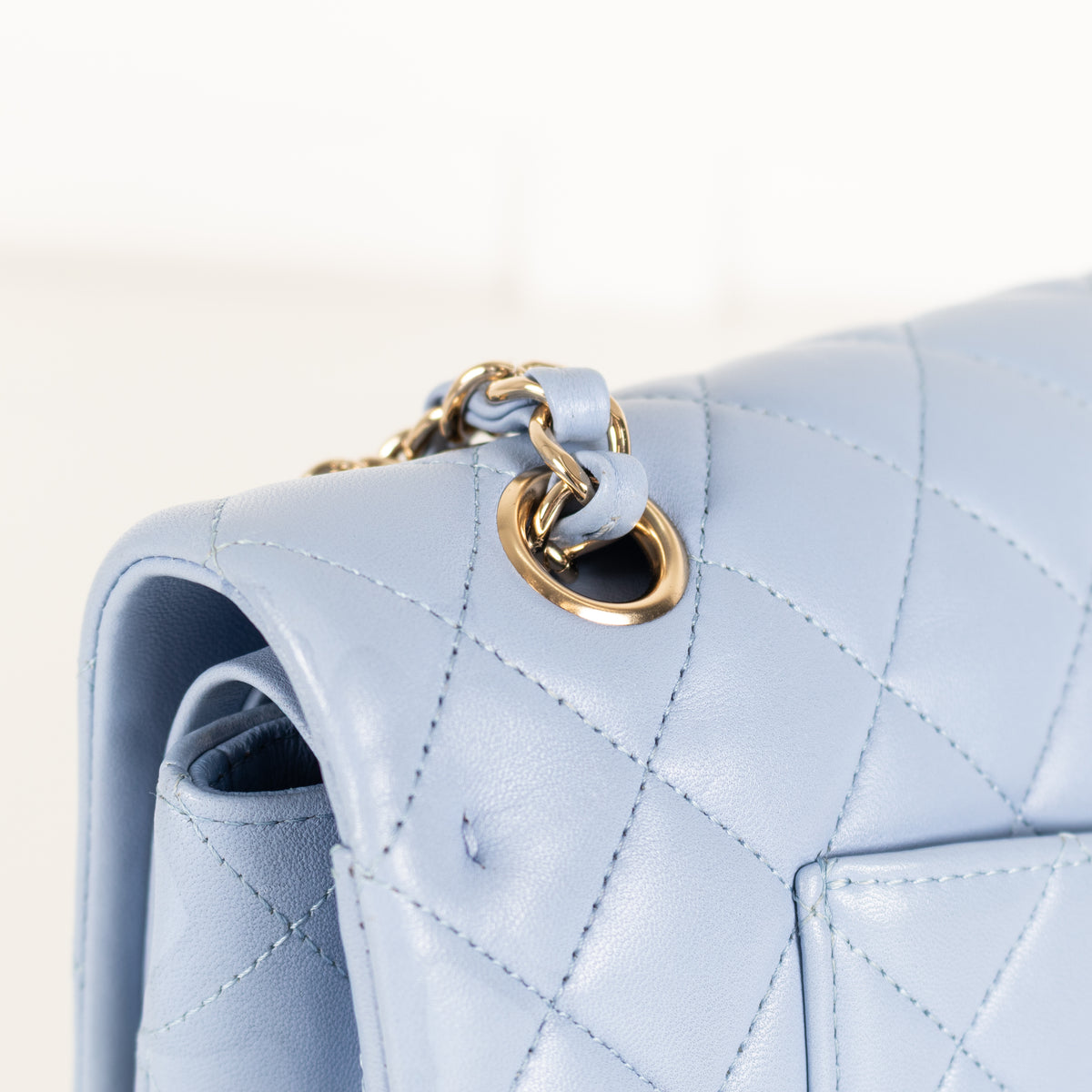 Chanel Pale Blue Lambskin Medium Double Flap Bag