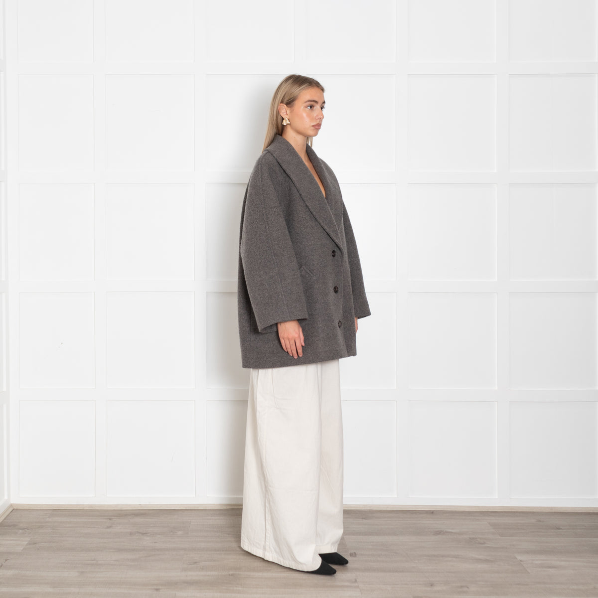 Raey Grey Oversized Wool Blend Coat
