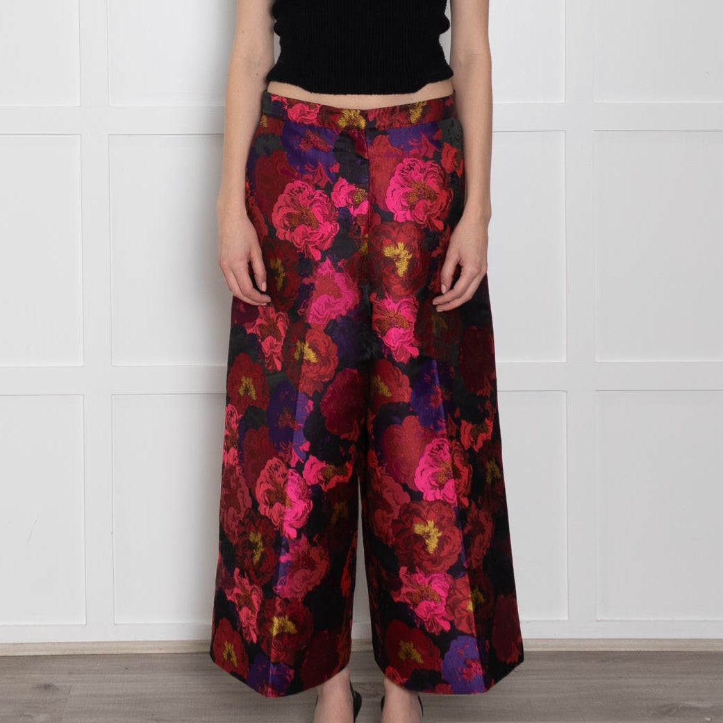 Psophia Brocade Floral Pink and Red Culottes