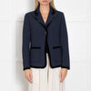 Sandro Navy Black Velvet Trim Blazer