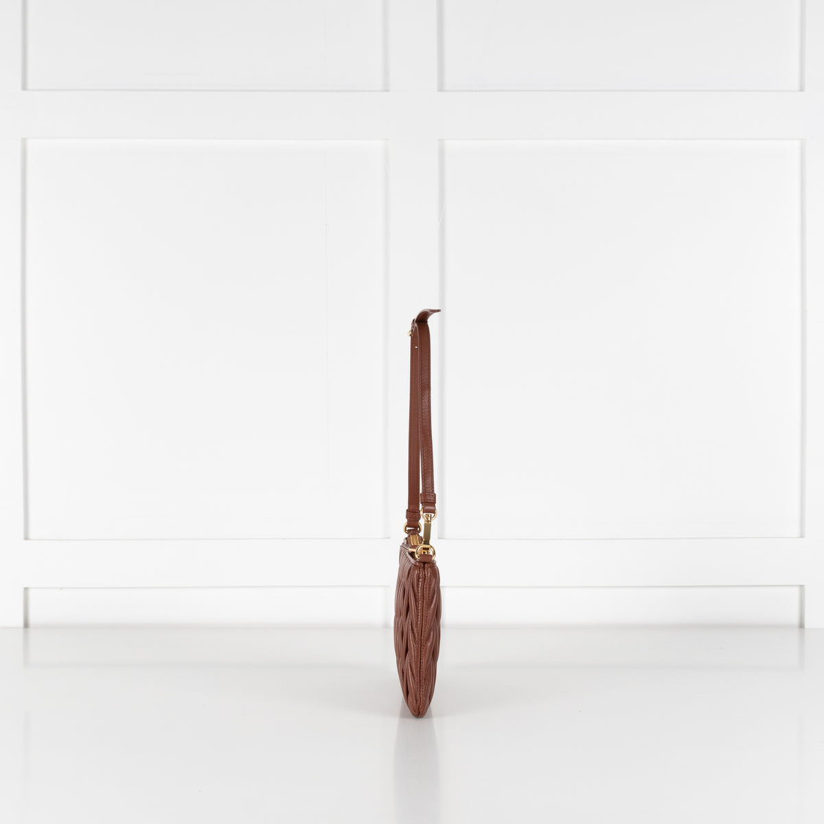 Miu Miu Tan Matelasse Nappa Leather Pouch Bag