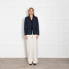 Sandro Navy Black Velvet Trim Blazer