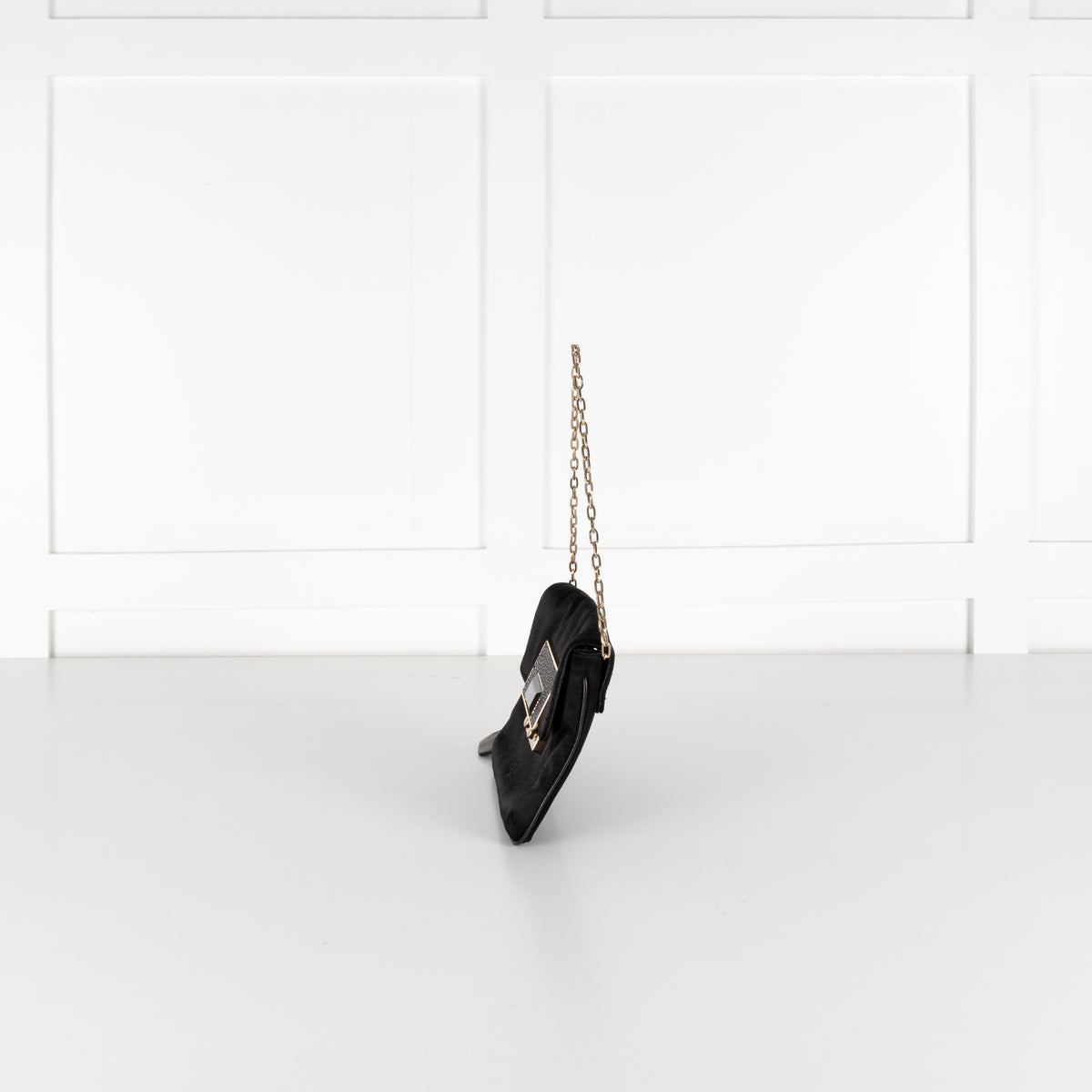 Anya Hindmarch Black Satin Embellished Clasp Pouch