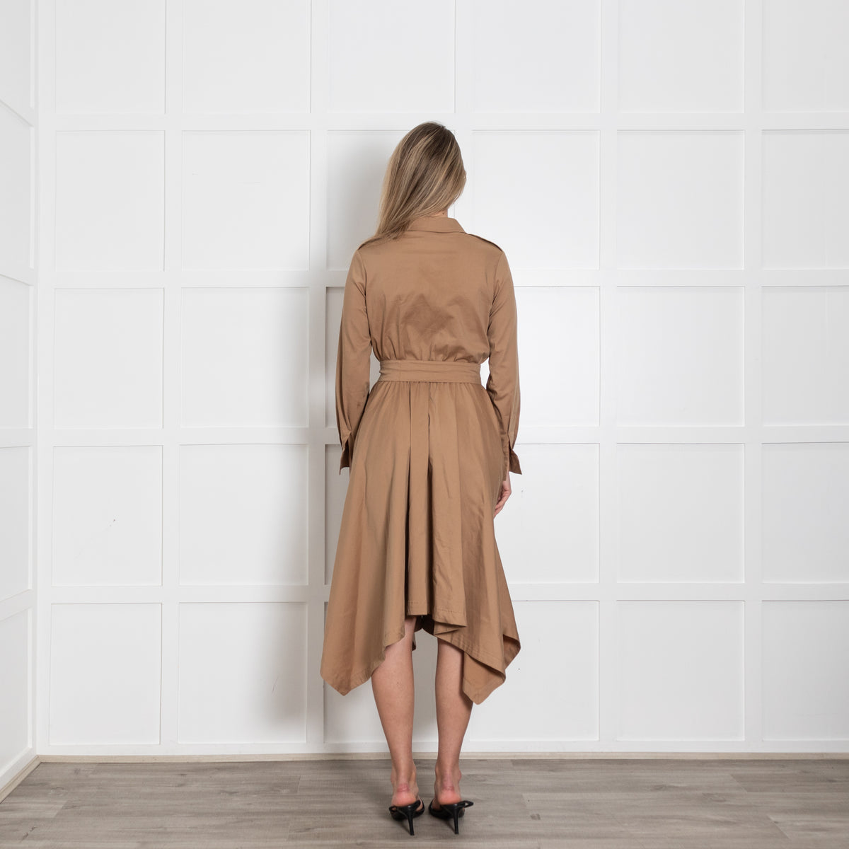 GAeLLE PARIS Brown Dress With Elasticated Waist & Belt