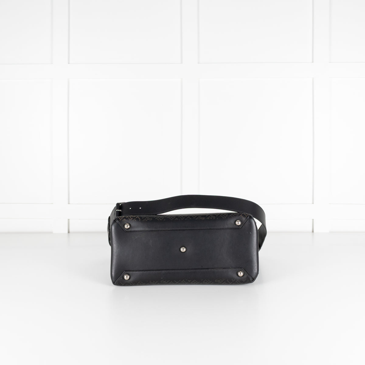 Burberry Black Perforated Leather Banner Tote Bag