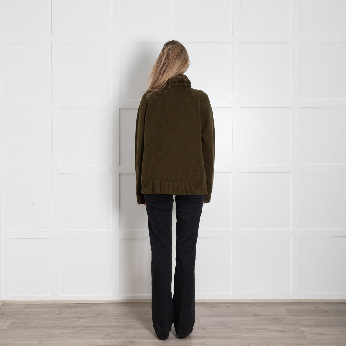 &Daughter Khaki Chunky Knit Polo Neck