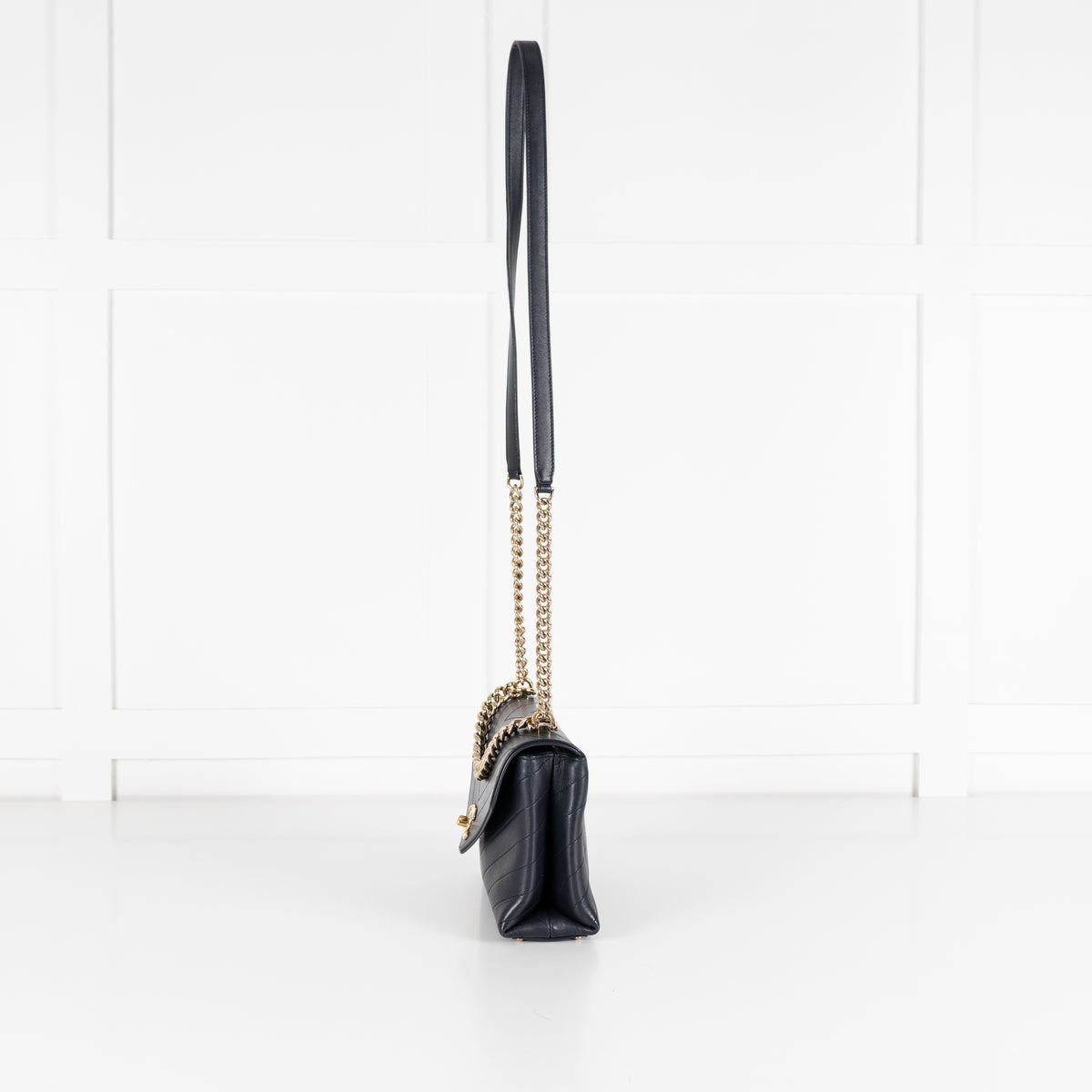 Chanel Navy Chevron Flap Crossbody Bag