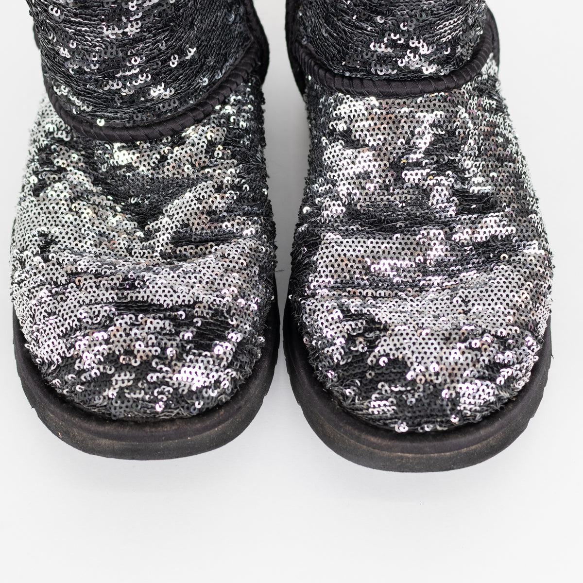 Ugg Silver Grey Sequin Short Sheepskin Boots.