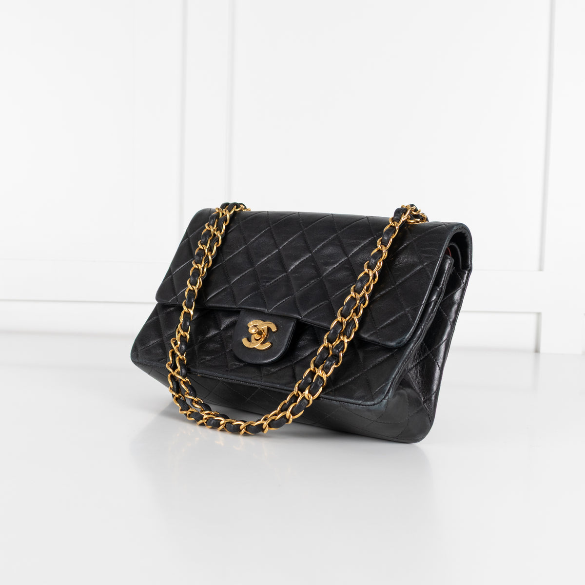 Chanel Vintage Black Lambskin Double Flap