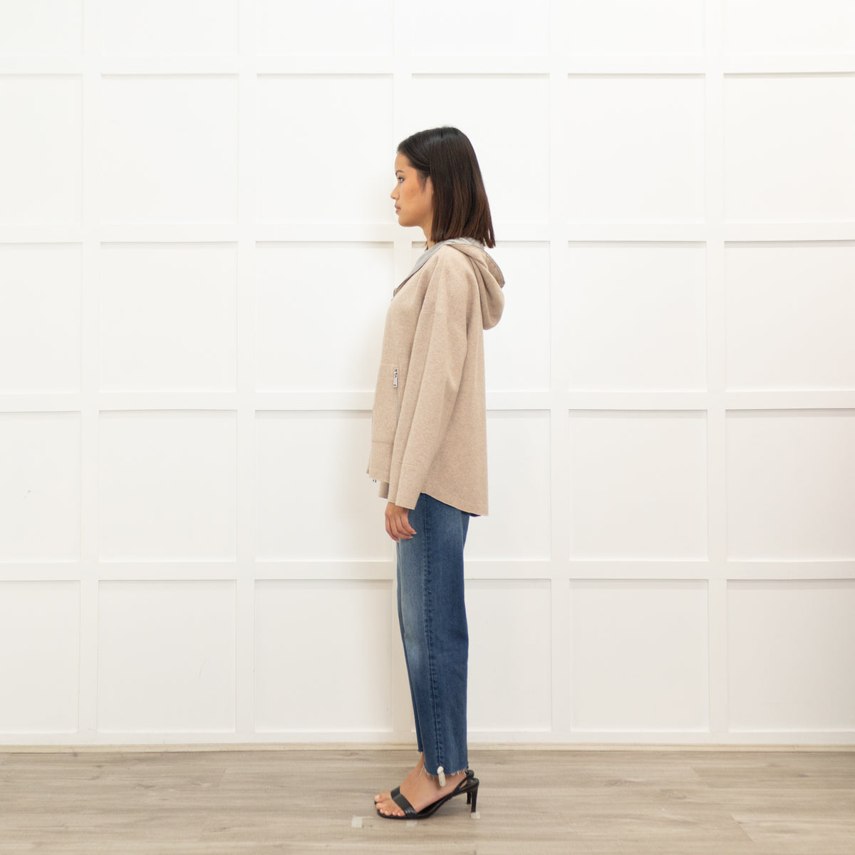 Madeleine Oatmeal Knit Zip Up Hoodie