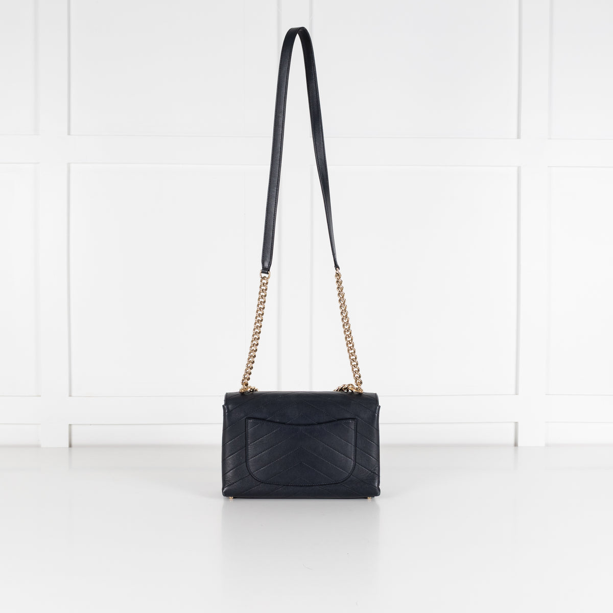 Chanel Navy Chevron Flap Crossbody Bag