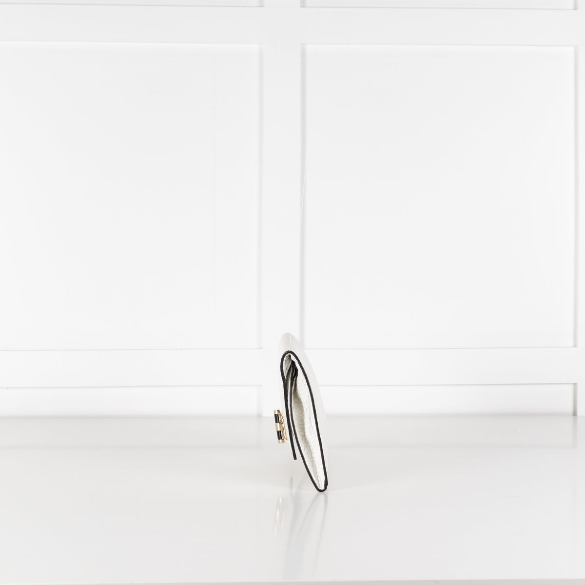 Diane Von Furstenburg Cream Geometric Weave Clutch