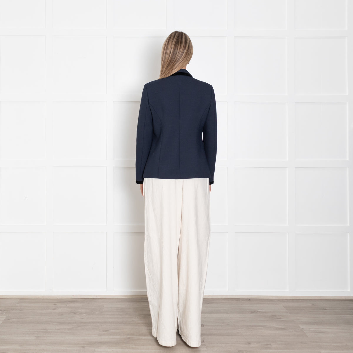 Sandro Navy Black Velvet Trim Blazer