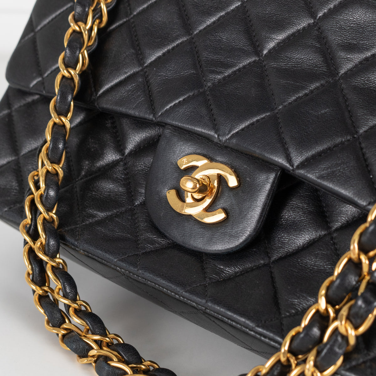 Chanel Vintage Black Lambskin Double Flap