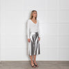 Wyse Silver Faux Leather Skirt