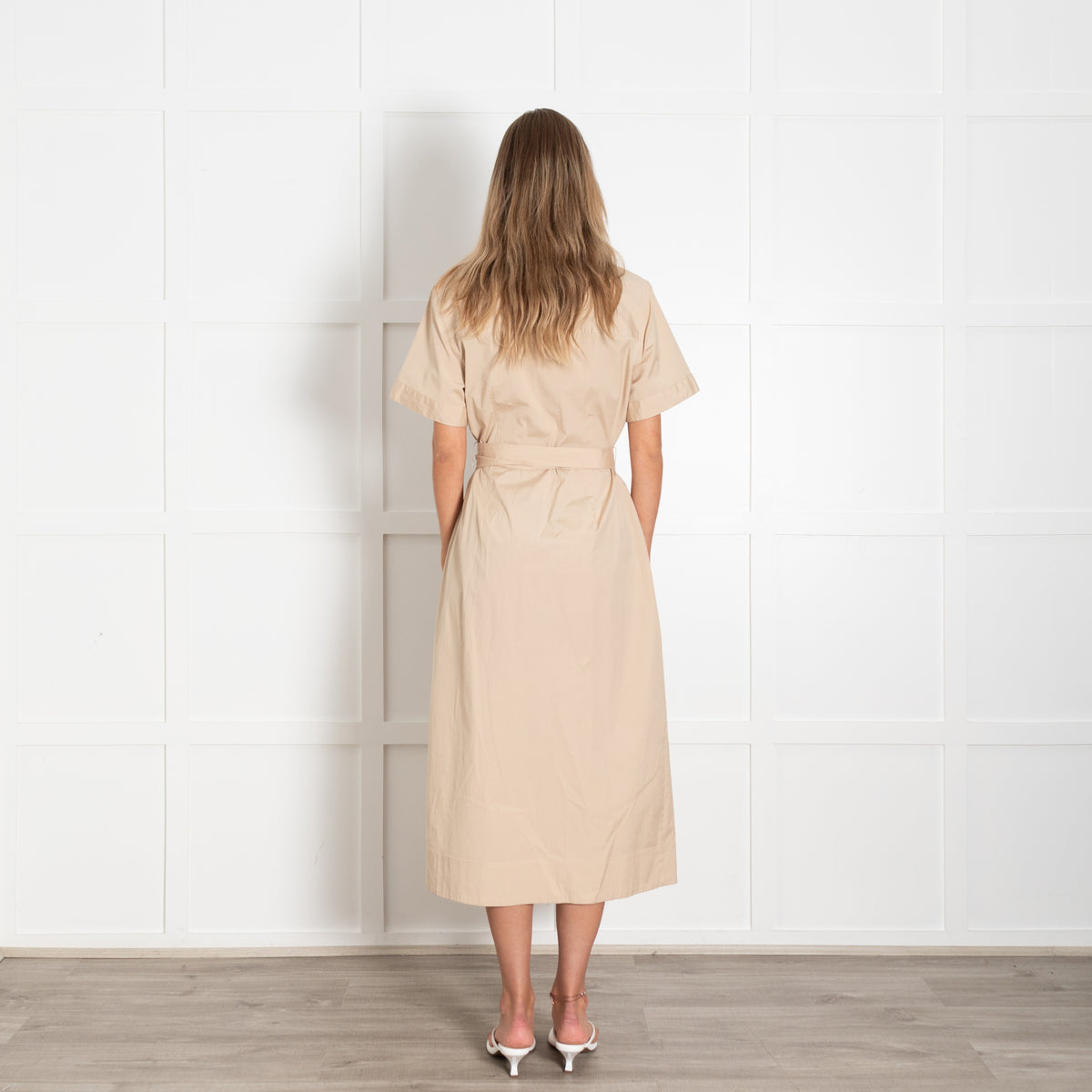 Veronica Beard Beige Cotton Gold Button Detail Dress