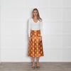 Lisou Burgundy, Yellow, Gold Patterned Midi Skirt