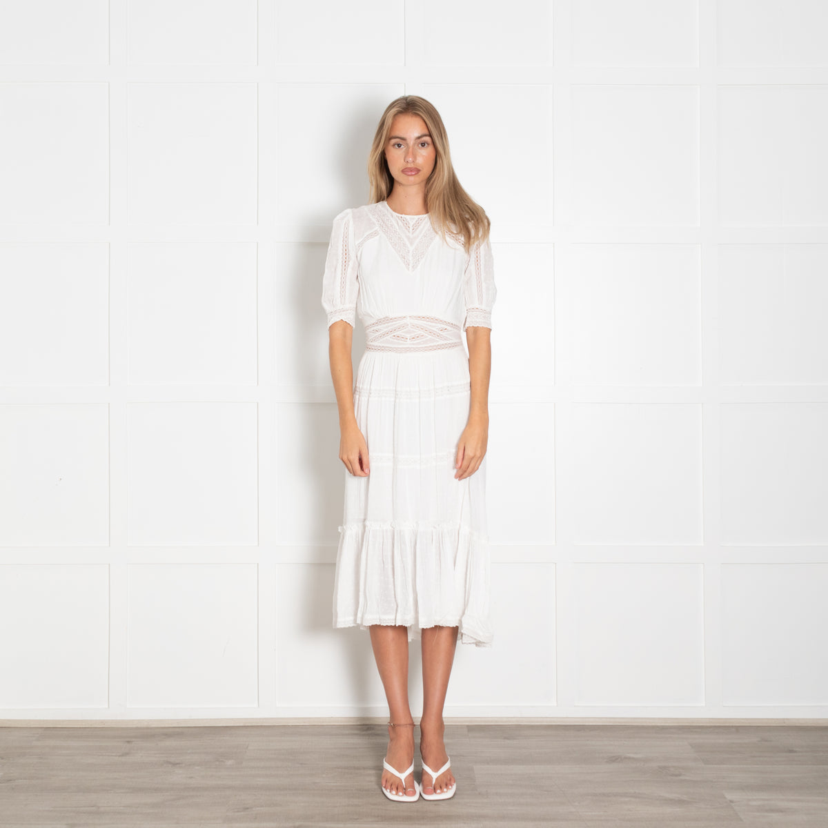 The Kooples White On White Lace Detail Dress