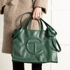 Telfar Dark Green Faux Leather Medium Shopping Bag