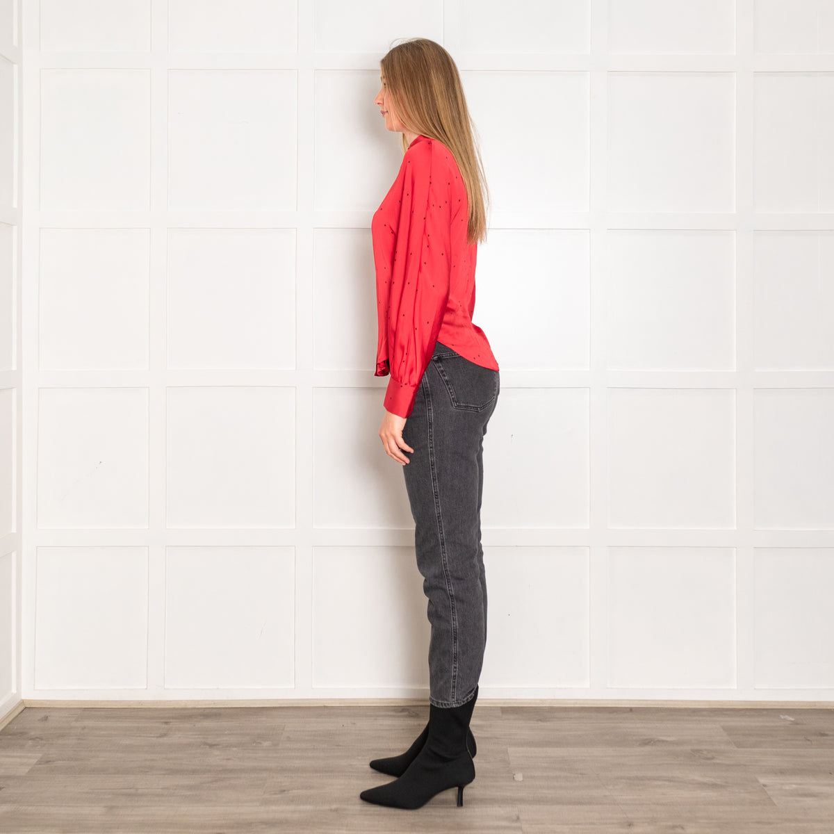 Equipment Red Black Star Silk Blouse