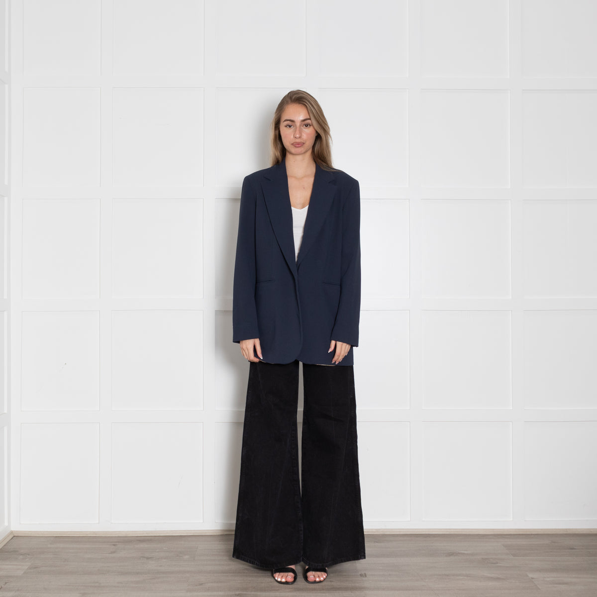 Max & Co Blue Blazer Stripe Turn Up Cuff