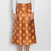 Lisou Burgundy, Yellow, Gold Patterned Midi Skirt