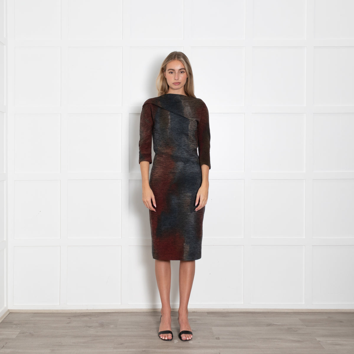 Bottega Veneta Grey Brown Wool Blend Dress