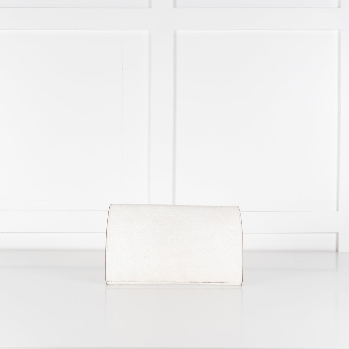 Diane Von Furstenburg Cream Geometric Weave Clutch