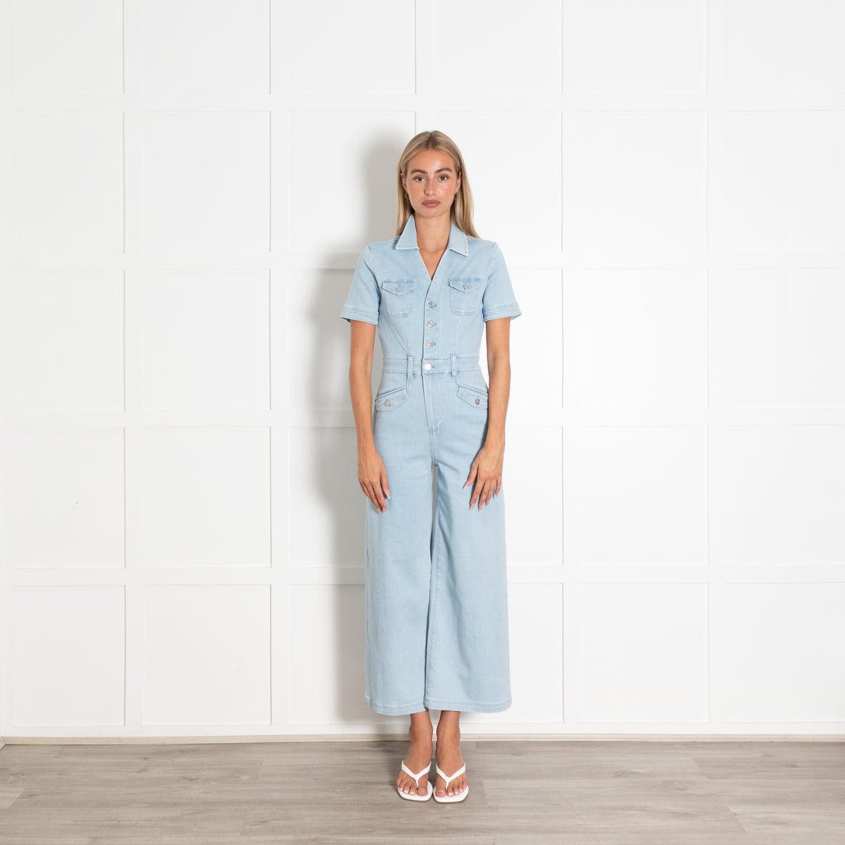 Paige Light Blue Denim Jumpsuit