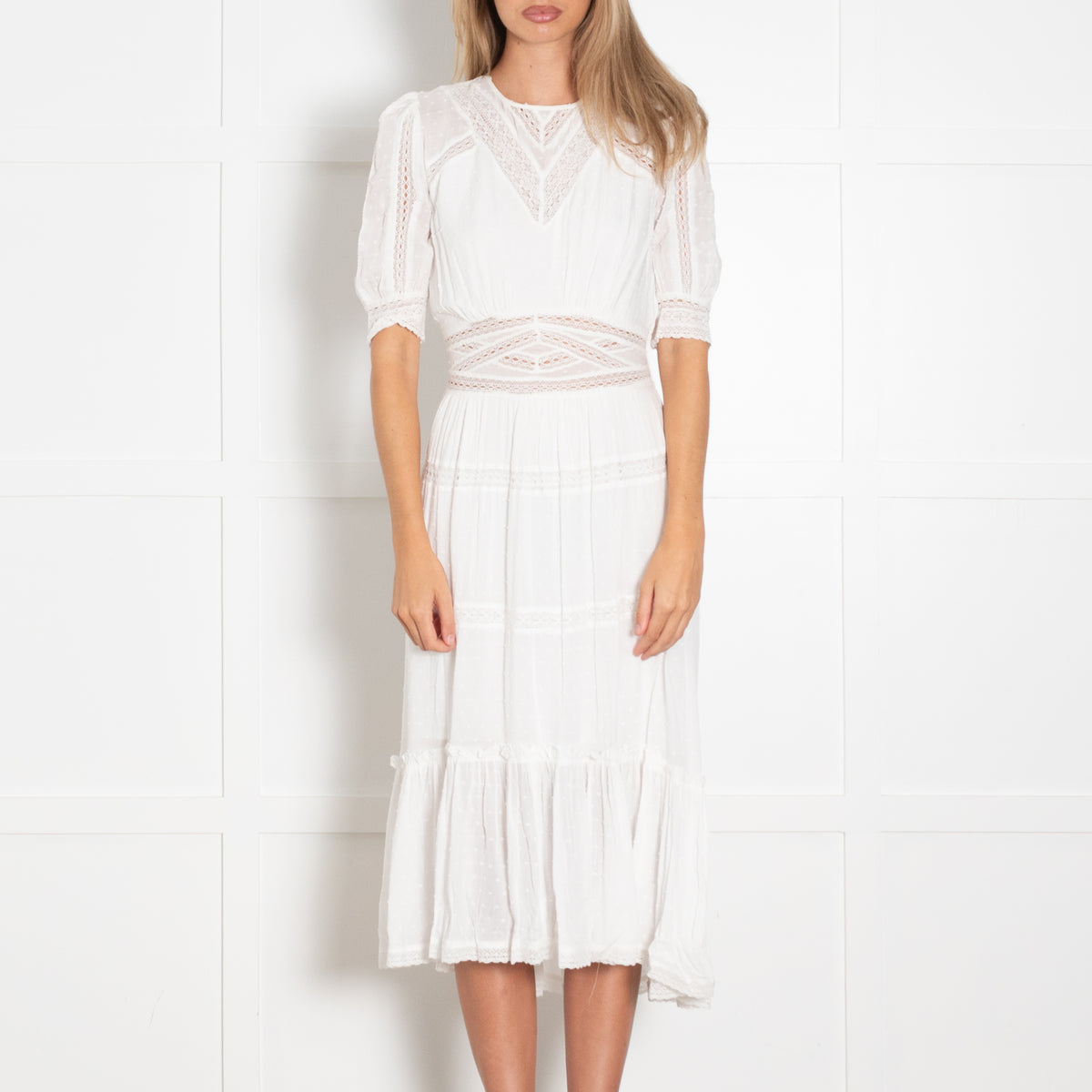 The Kooples White On White Lace Detail Dress
