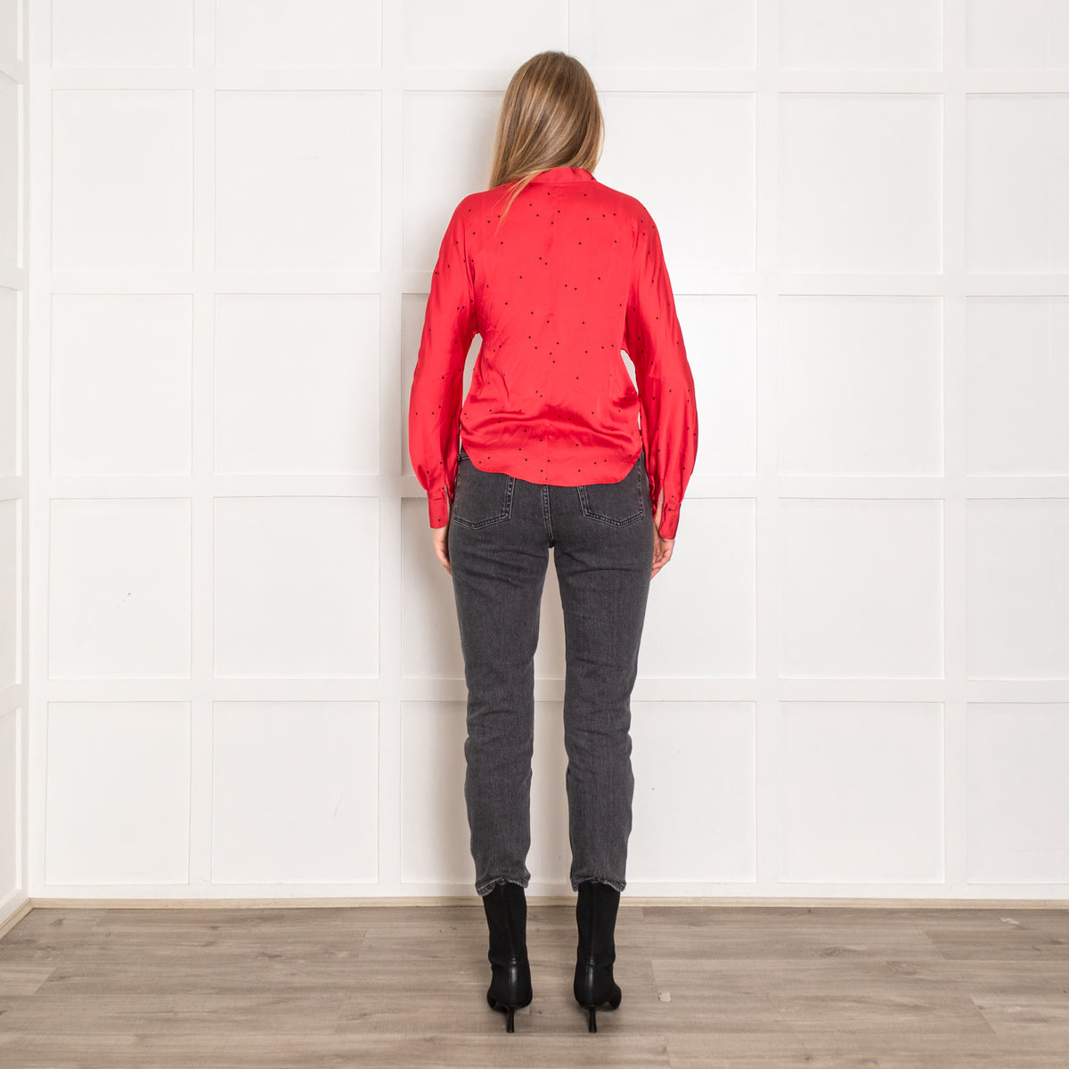 Equipment Red Black Star Silk Blouse