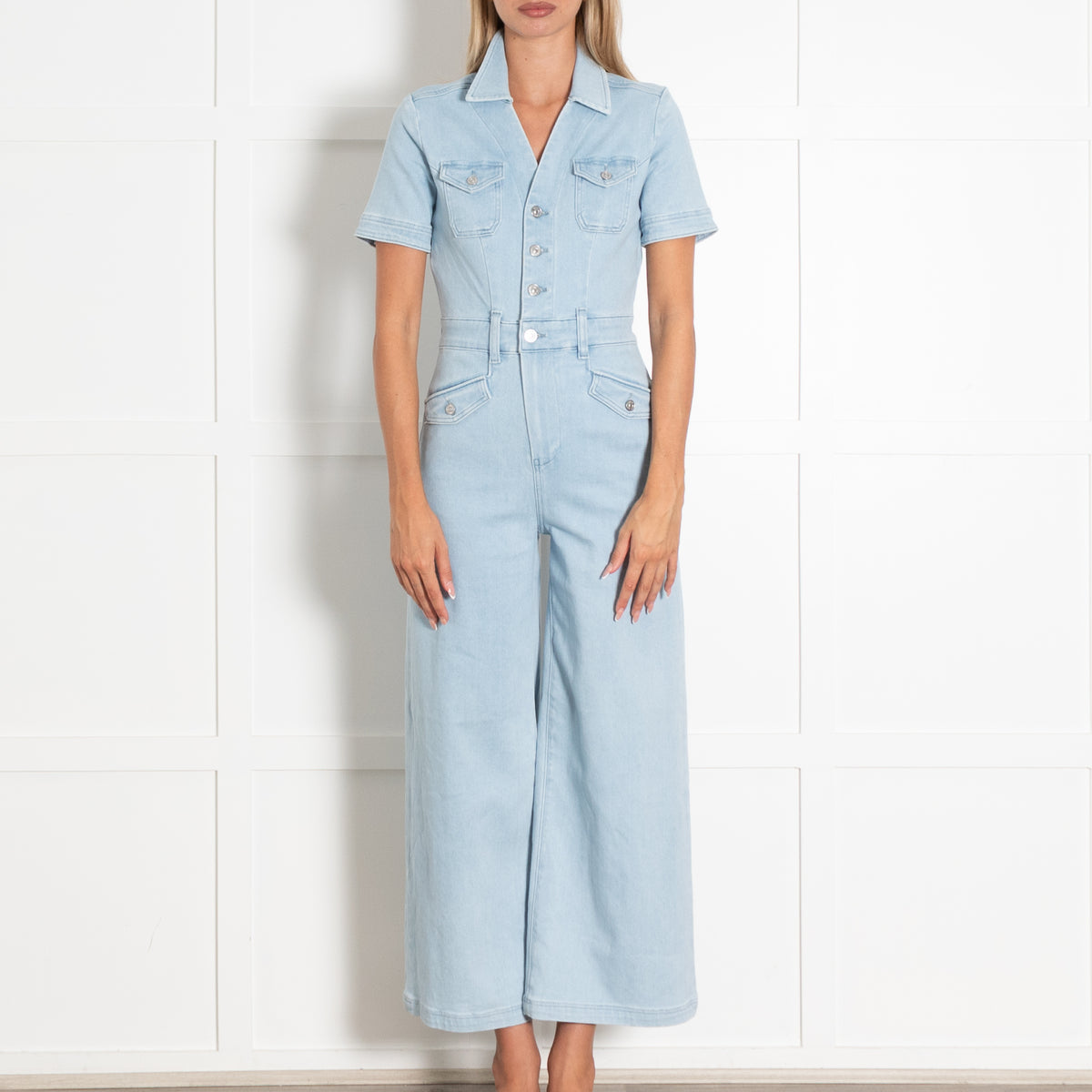 Paige Light Blue Denim Jumpsuit