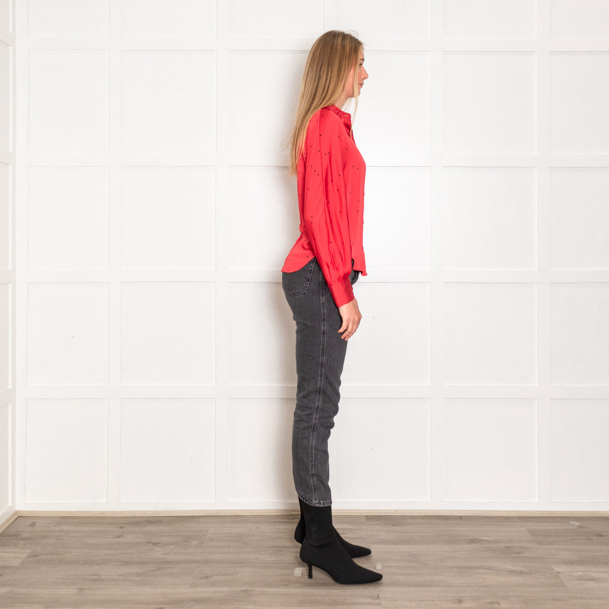 Equipment Red Black Star Silk Blouse