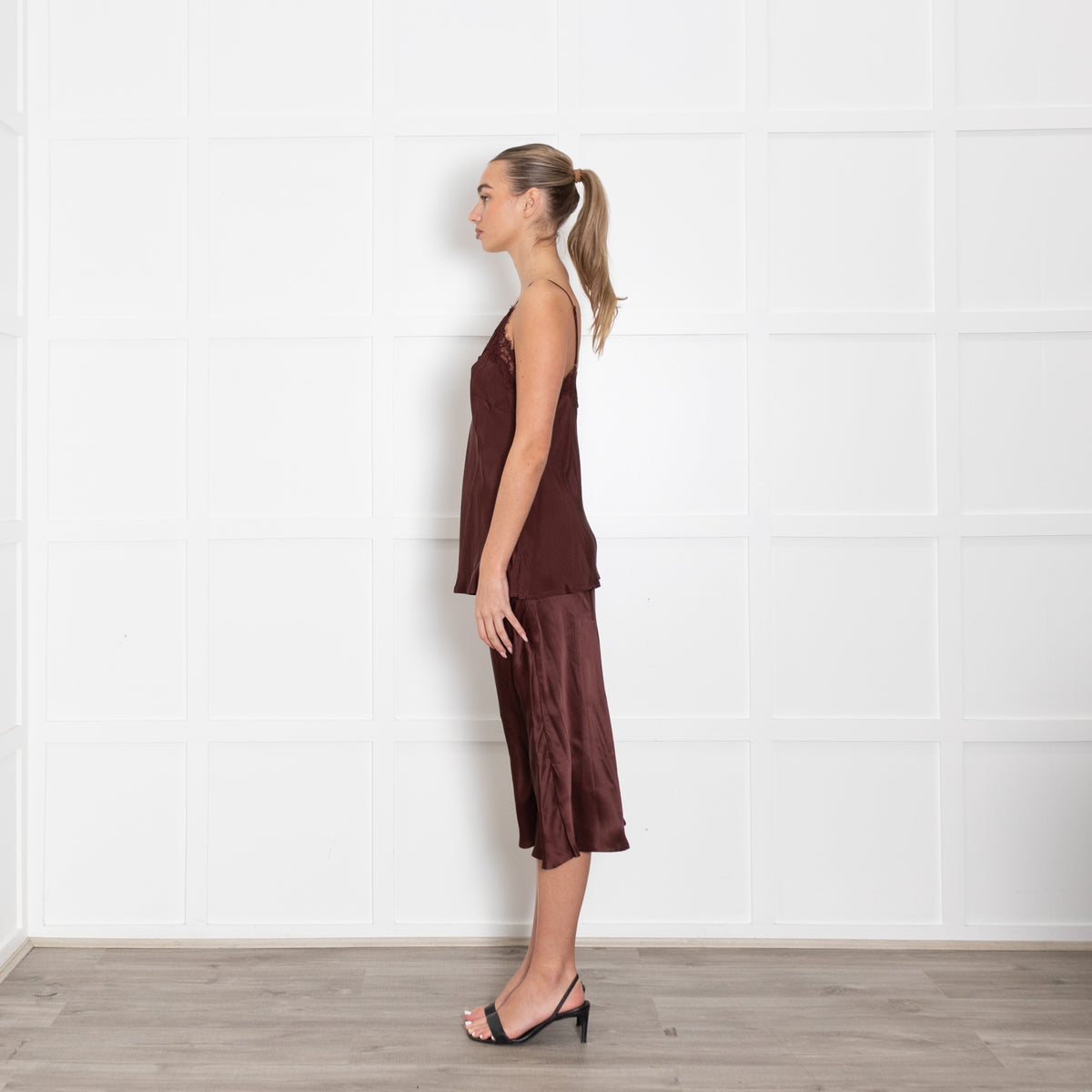 Goldhawk Brown Silk And Lace Camisole