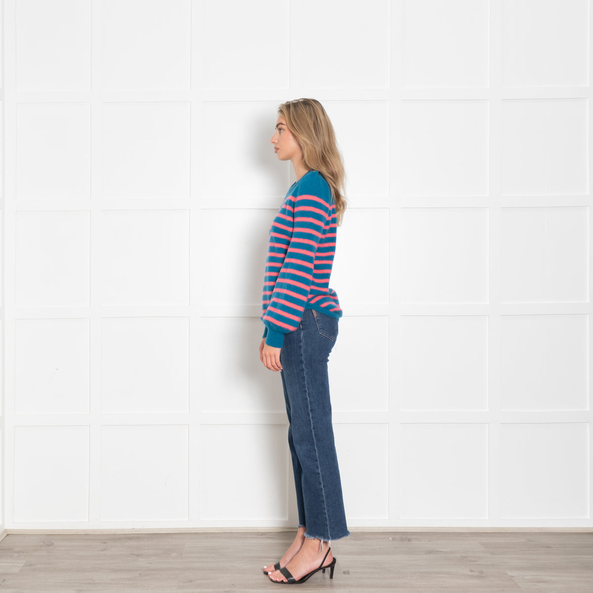 Wyse Blue Pink Striped Cashmere Jumper