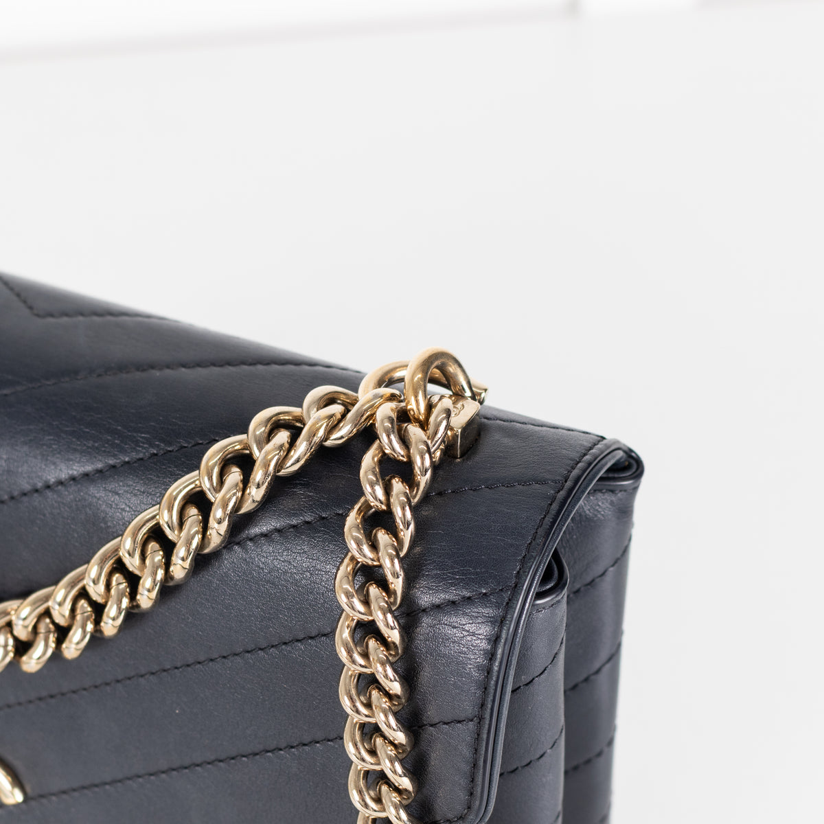 Chanel Navy Chevron Flap Crossbody Bag