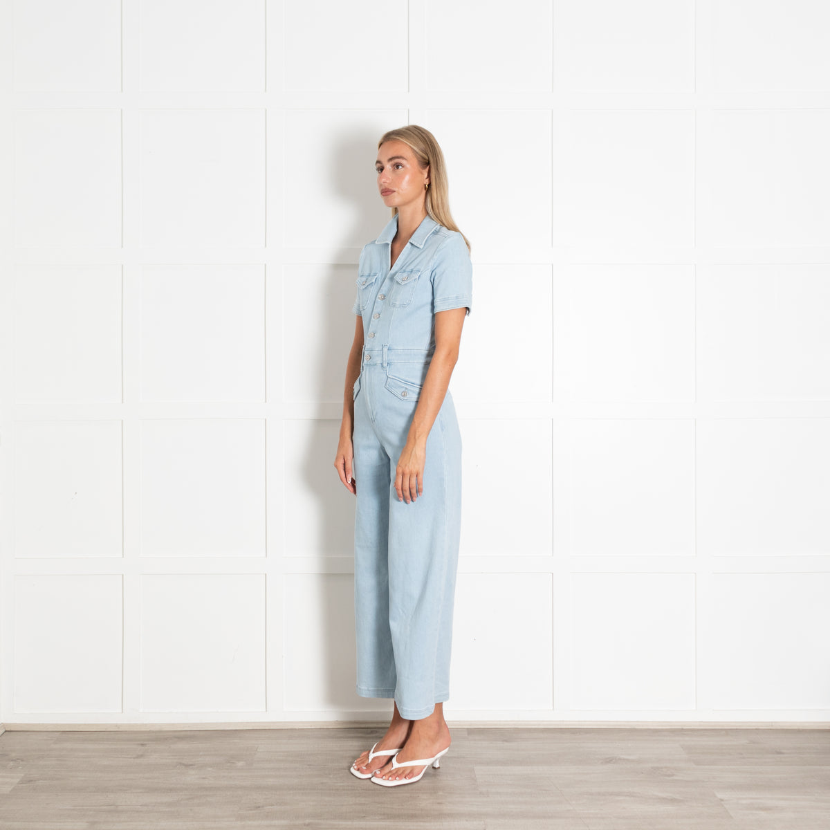 Paige Light Blue Denim Jumpsuit
