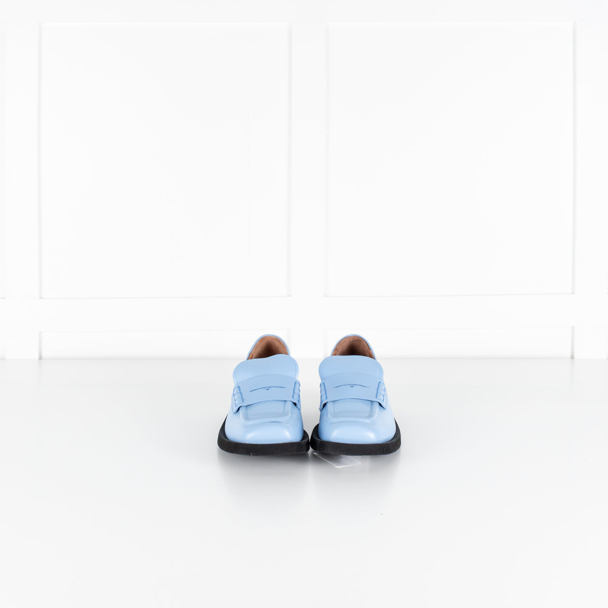 Ganni Blue Leather Square Toe Loafers