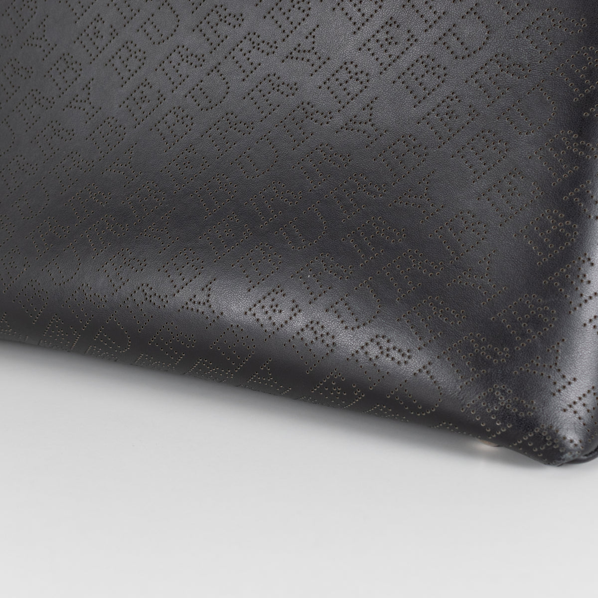 Burberry Black Perforated Leather Banner Tote Bag