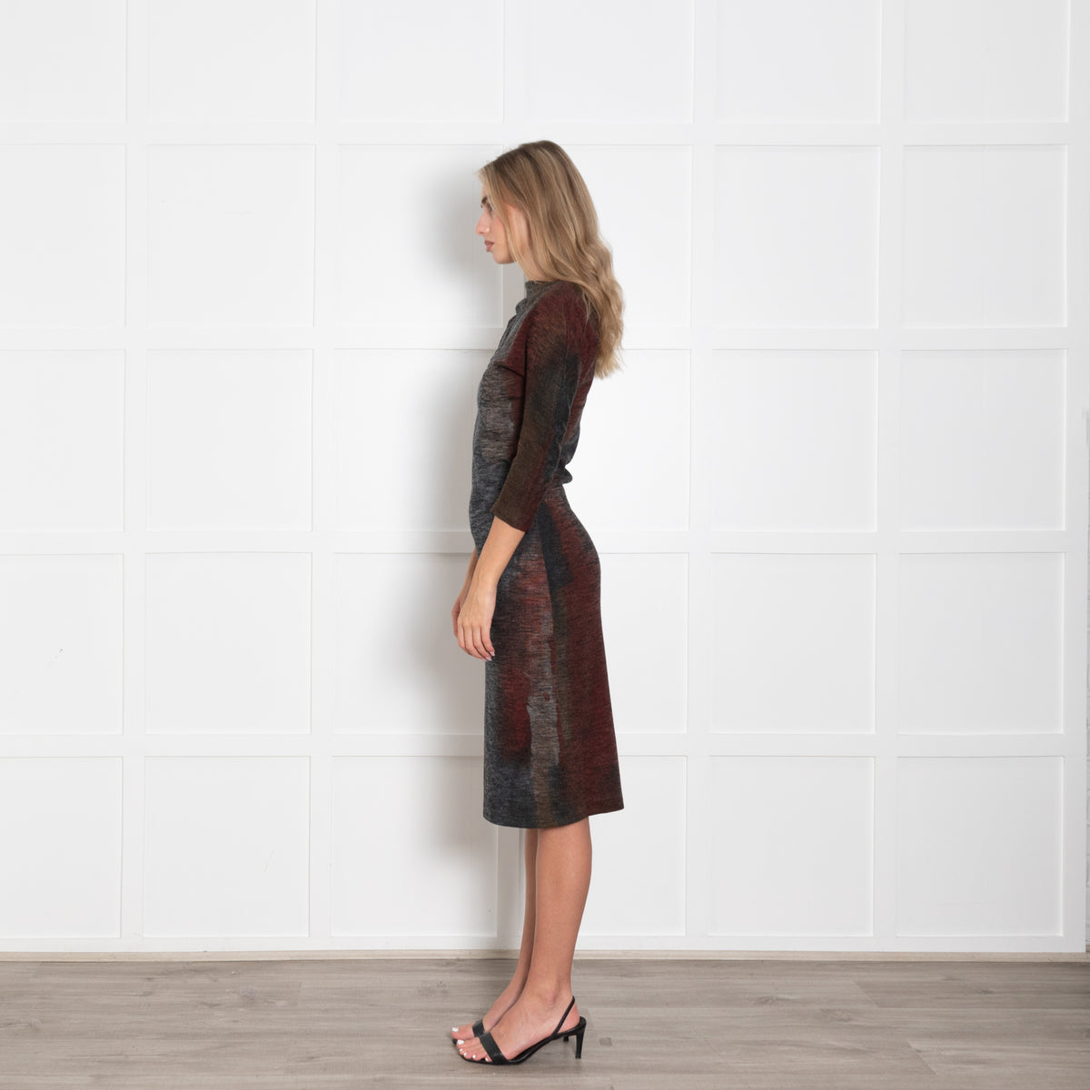 Bottega Veneta Grey Brown Wool Blend Dress