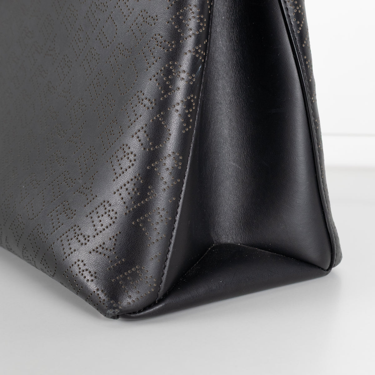 Burberry Black Perforated Leather Banner Tote Bag