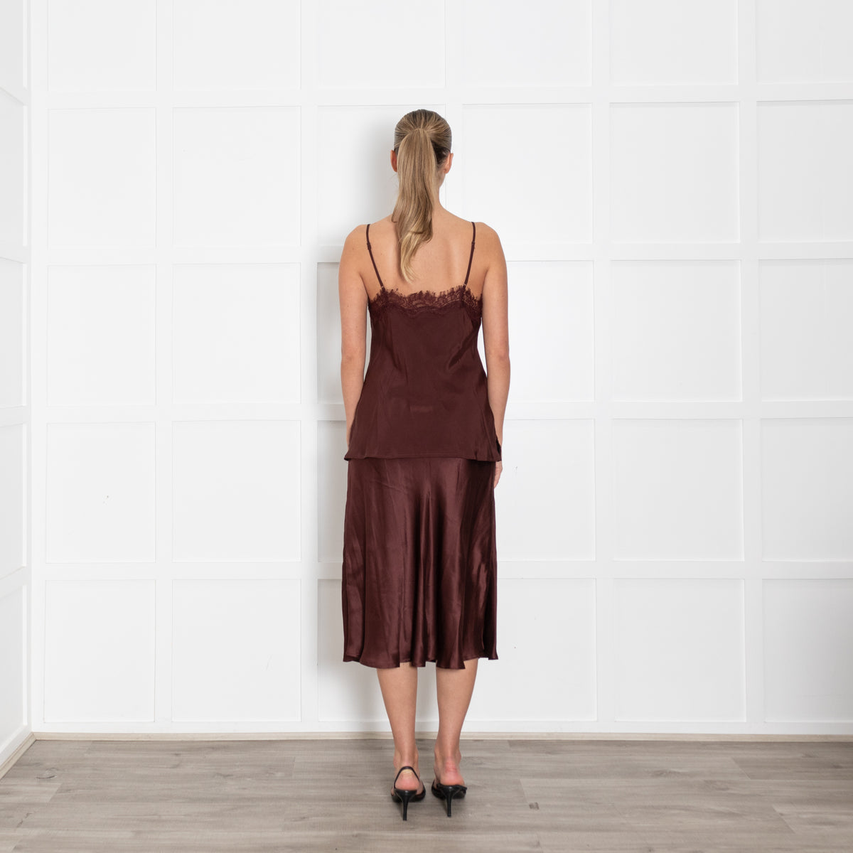 Goldhawk Brown Silk And Lace Camisole