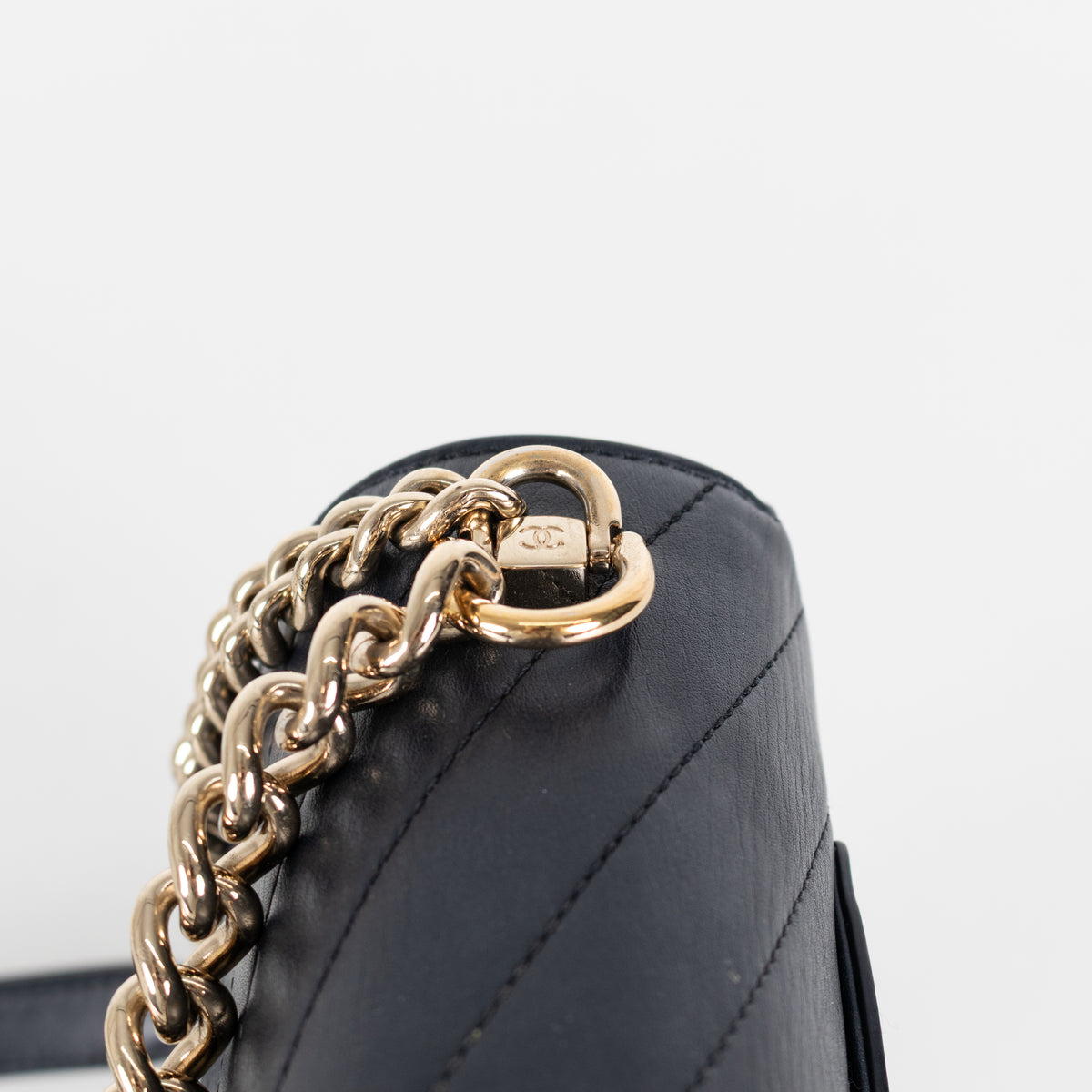Chanel Navy Chevron Flap Crossbody Bag