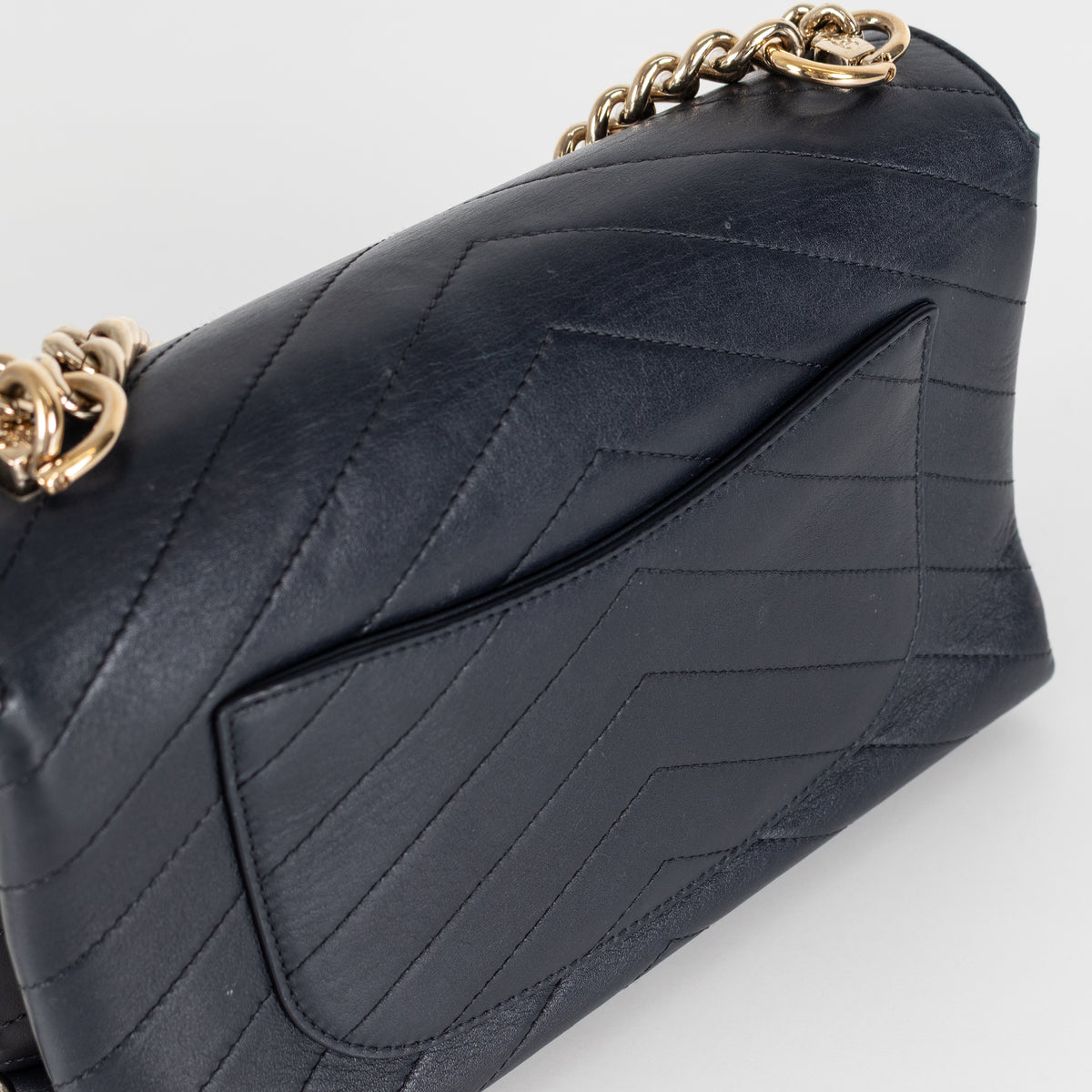 Chanel Navy Chevron Flap Crossbody Bag