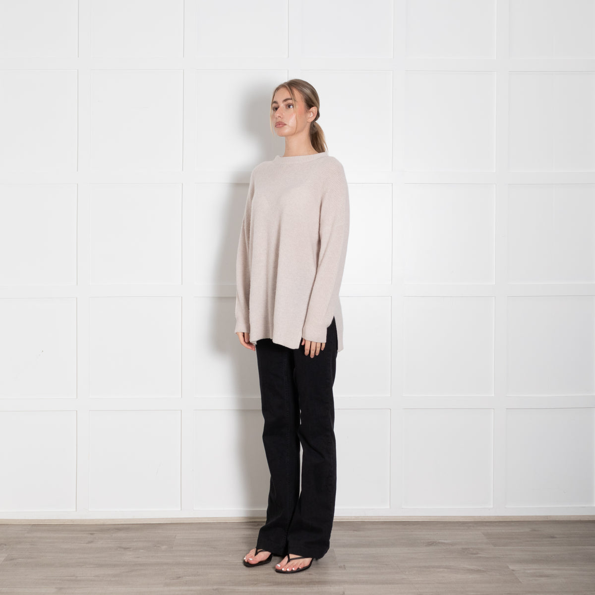 Kinross Cream Cashmere Long Jumper
