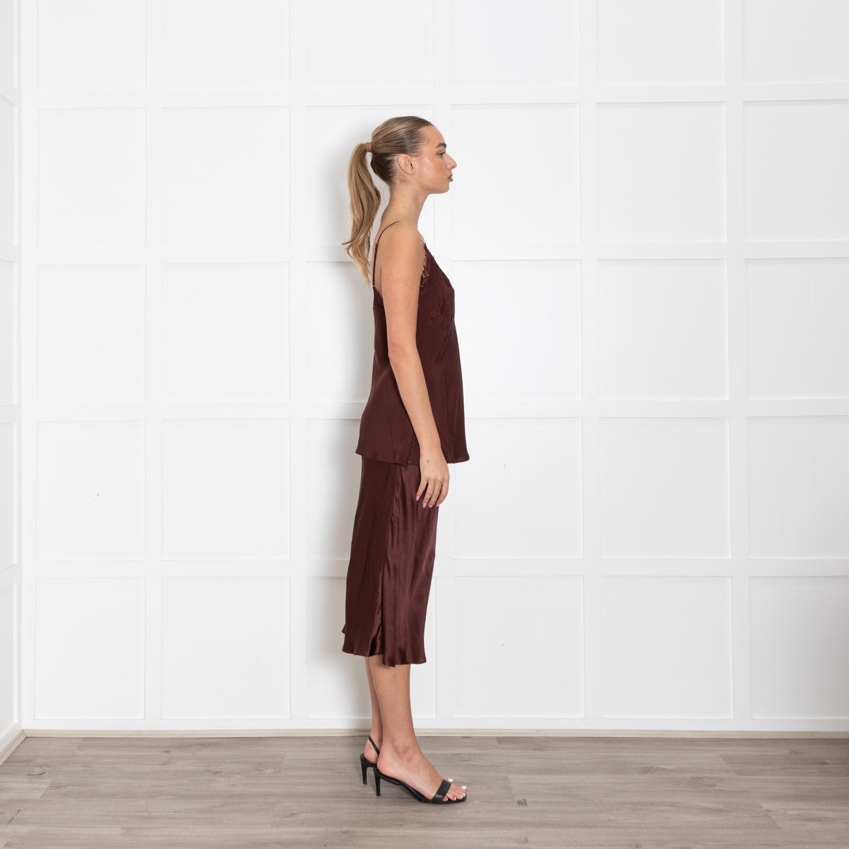 Goldhawk Brown Silk And Lace Camisole